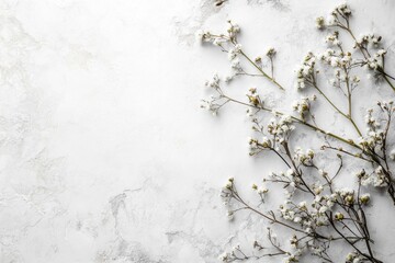 Delicate white flowers arranged on a textured light background for a tranquil aesthetic