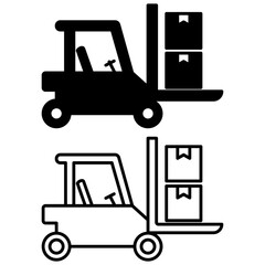 Forklift icon, simple flat style, illustration, logo sign symbol pictogram template, for ui or ux isolated on white for mobile app, editable