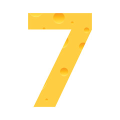 Cheese number seven symbol isolated on white