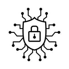 digital padlock icon, simple flat style, illustration, logo sign symbol pictogram template, for ui or ux isolated on white for mobile app, editable