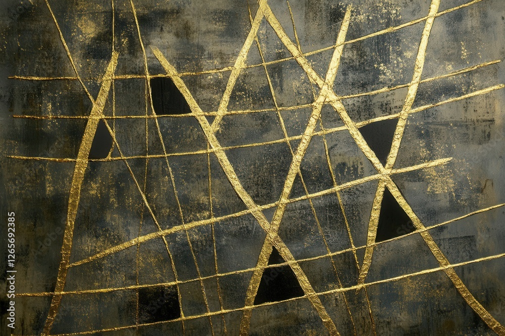 Aufkleber abstract artwork featuring gold lines on dark background showcasing modern artistic expression
