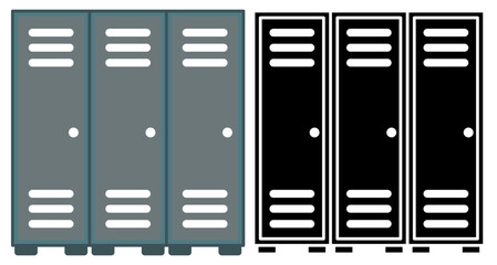 Locker Icon. Workplace and Sports Storage Cabinets. School Locker, simple flat style, illustration, logo sign symbol pictogram template, for ui or ux isolated on white for mobile app, editable