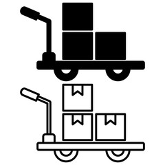 trolley with box icon, simple flat style, illustration, logo sign symbol pictogram template, for ui or ux isolated on white for mobile app, editable