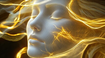 Portrait of a woman with long hair, looking straight into the camera