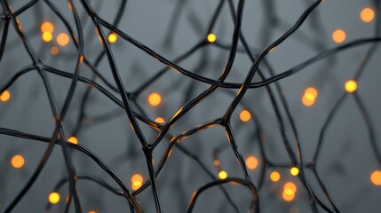 Chaotic Yet Mesmerizing Pattern of Tangled Wires with Illuminating Lights Capturing Electrical Energy and Motion