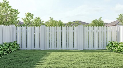 White picket fence backyard suburban homes
