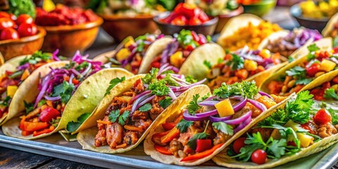 Fototapeta premium Delicious Jackfruit Tacos at Vibrant Food Stall - Architectural Photography