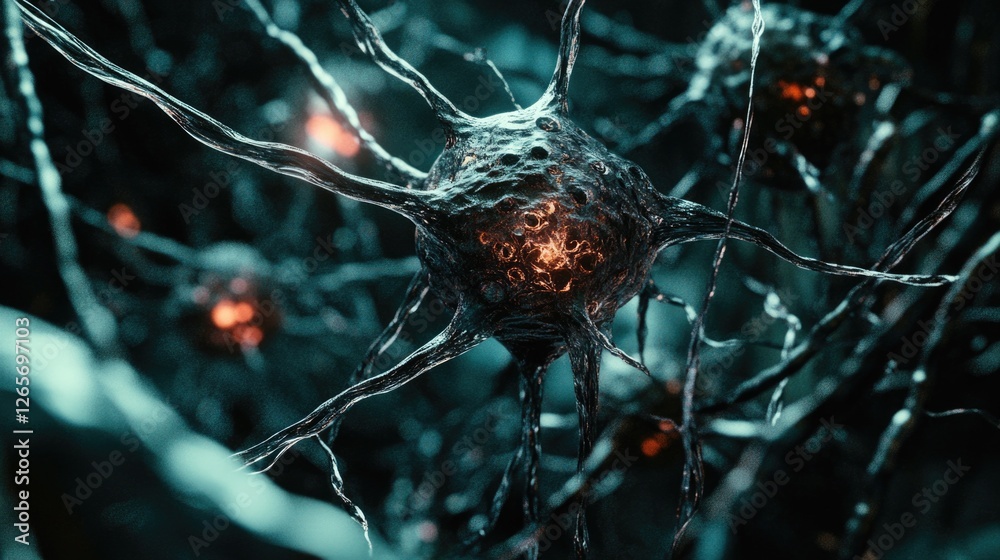 Poster a detailed view of neuron cells and their connections