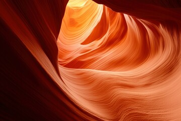 Obraz premium Light filters through the textured sandstone formations of a slot canyon. Nature