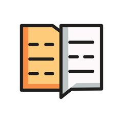 Book, diary, library, notepad, reading, note doodle cartoon, minimalist vector illustration, simple concept, Isolated filled icon