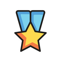 Achievement, award, winner, success doodle cartoon, minimalist vector illustration, simple concept, Isolated filled icon