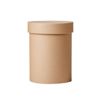 Brown cardboard round container on a white isolated background.