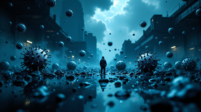 Desolate City Overrun by Viruses