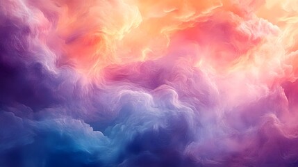 Obraz premium Breathtaking image of a cloudy sunset sky with a captivating blend of vivid colors and a dramatic ethereal atmosphere The swirling textured clouds create a serene and majestic landscape