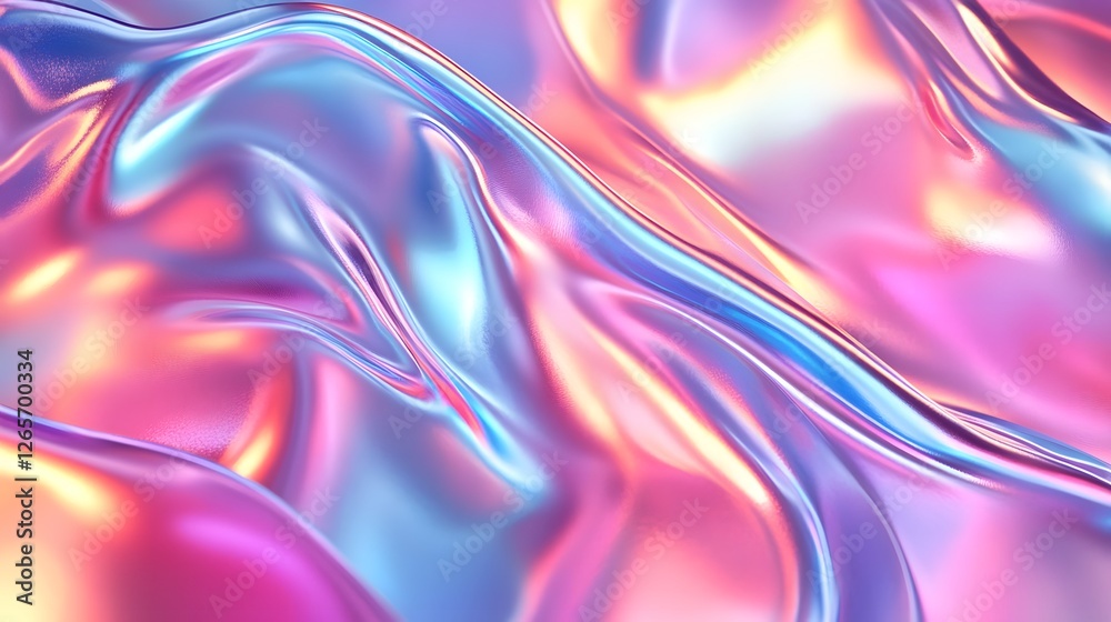Poster Captivating abstract background featuring a mesmerizing holographic fluid texture with shimmering iridescent waves vibrant colorful patterns and a dynamic dimensional aesthetic