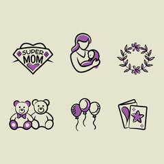 a set of mother's day vector illustration