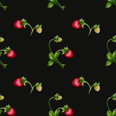 Delightful strawberries pattern for fabric and packaging design in seamless repeat