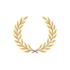 Golden laurel wreath on a white isolated background.