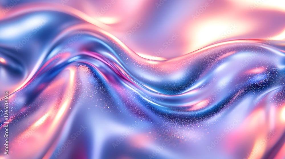 Poster Captivating abstract digital artwork featuring fluid swirling waves of vibrant iridescent colors and mesmerizing dynamic motion  The shimmering