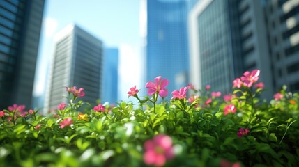 A collection of flowers growing amidst lush green grass