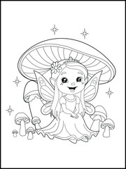 Black and white fairy coloring pages for kids. Children's coloring books with cute cartoon fairy characters, fun and educational materials for kindergarten.
