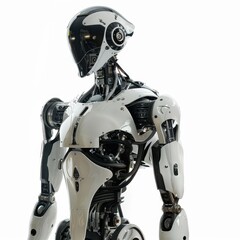 Articulated robot doll display studio setting photo isolated view