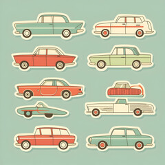 Fototapeta premium Vintage Car Collection Retro automobile designs, ideal for automotive blogs, websites, or nostalgic projects