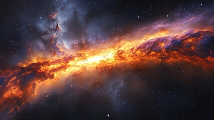 Fototapeta premium A luminous energy wave spreading through the cosmos, captured in real-time by a futuristic telescope 
