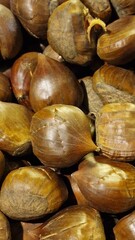 baked chestnuts in detail brown food