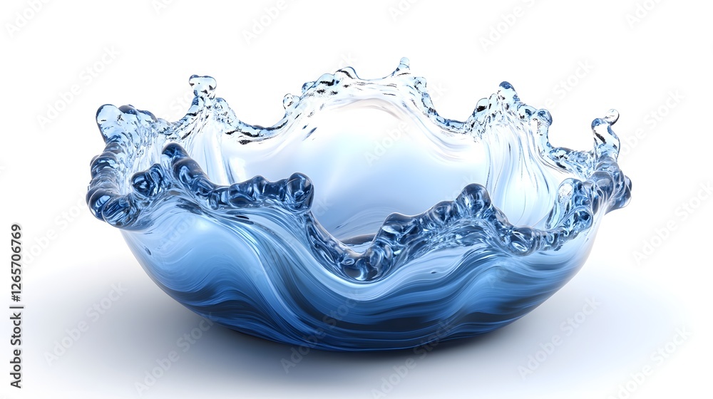 Poster Captivating Liquid Art   Abstract Splashing Water Waves in Elegant Frozen Glass Design  Mesmerizing transparent fluid shapes curves and textures create a and modern backdrop