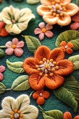 Fototapeta premium A single flower on a lush green cloth, perfect for textile or floral designs