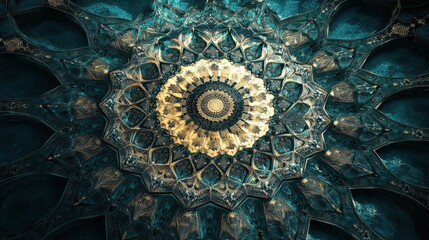 Intricate Geometric Pattern in Ornate Architectural Dome Design