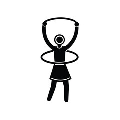 Female Hula Hoop Icons in Outline Vector Design