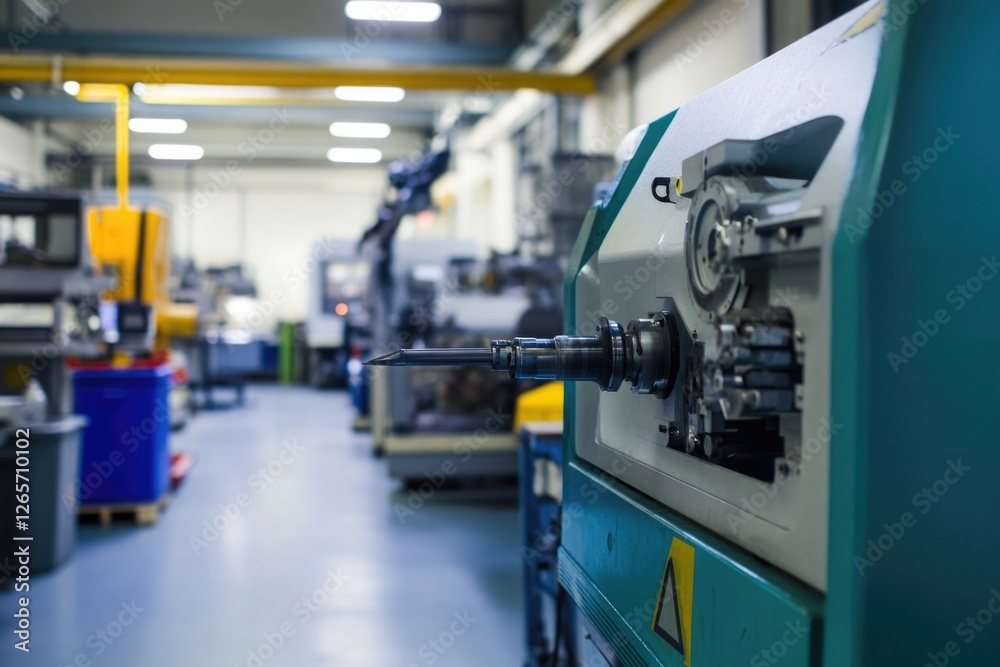 Poster a machine shop filled with various machinery and tools