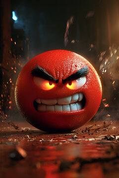 A very angry red smiley face