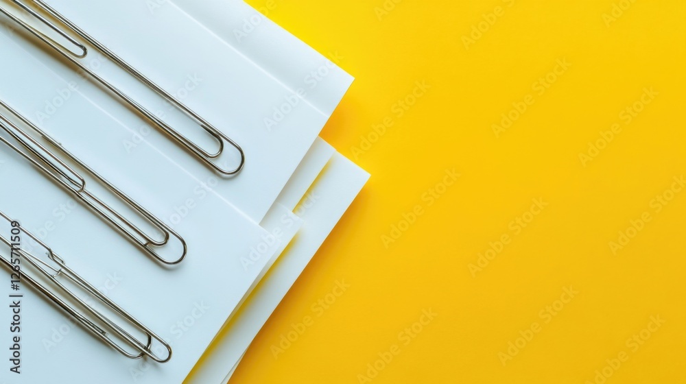 Poster a collection of paper clips resting on a sheet of paper
