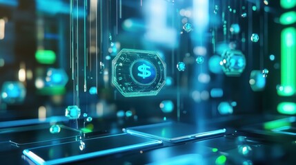 Naklejka premium Digital Currency and Future Technology with Dollar Symbol Representation