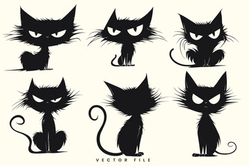Obraz premium Editable Set Cat Illustration