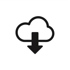 Downloading data from cloud storage, simple black and white icon, perfect for websites and apps