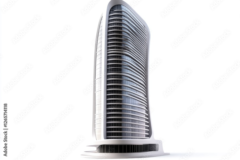 Poster a modern high-rise building with numerous windows and a sleek design
