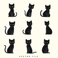Fototapeta premium Editable Set Cat Illustration