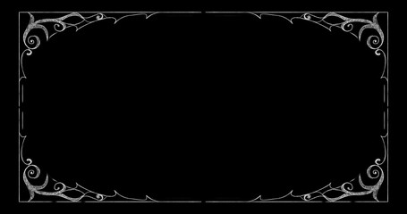 Frame in the style of an old silent film. Pencil drawing