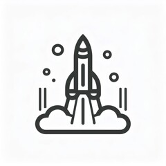 Rocket launching, billowing exhaust plume, igniting entrepreneurial journey against dramatic sky backdrop