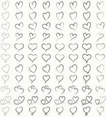 Heart vector. Set Of Hand drawn ink Hearts with different shapes Isolated On White background. Collection of different black love romance and wedding symbols icon design 
