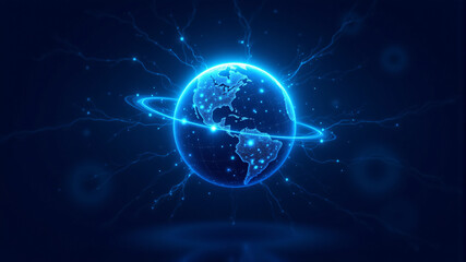 Obraz premium Illuminated Earth with Energy Aura
