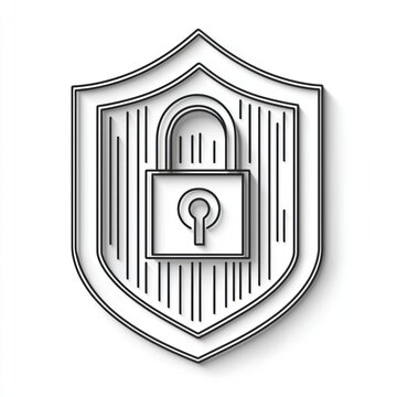 recommend clip art: 3D line icon symbolizing security systems with protection measures on white background.