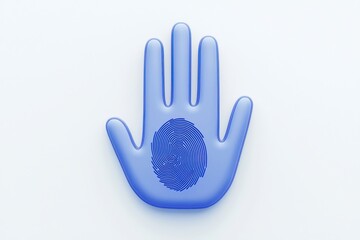 Obraz premium 3D handprint scan glyph, clean and bold biometric symbol on a white background.