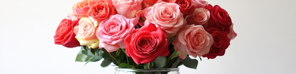 Fototapeta premium Fresh cut roses in a decorative vase, perfect for decoration or gift giving