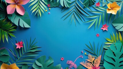 Vibrant Tropical Paradise: Paper Flower & Leaf Art