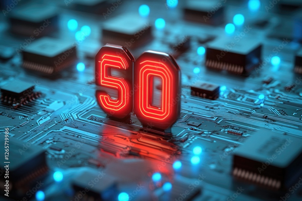 Poster a close-up of a number on a circuit board, ideal for use in technology and electronics concepts